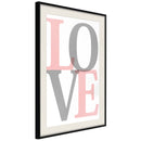 Poster - Grey-Pink Love  - zwart passepartout