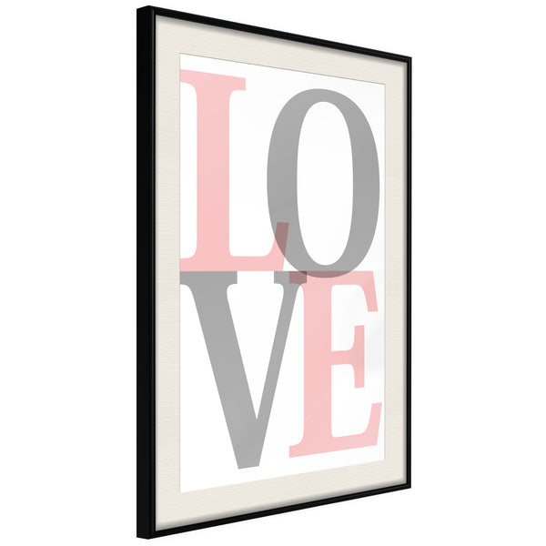 Poster - Grey-Pink Love  - zwart passepartout