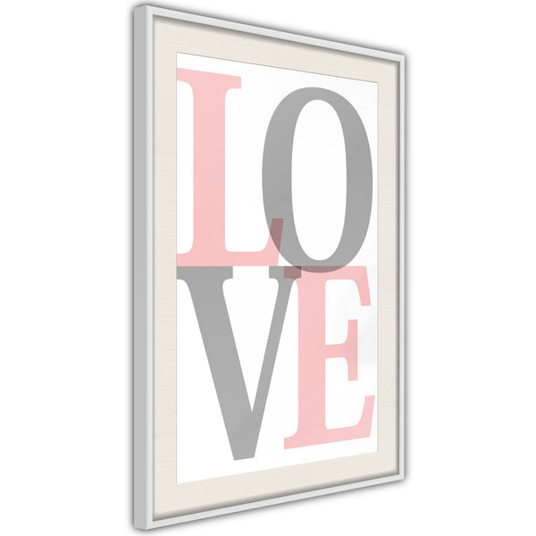 Poster - Grey-Pink Love  - wit passepartout
