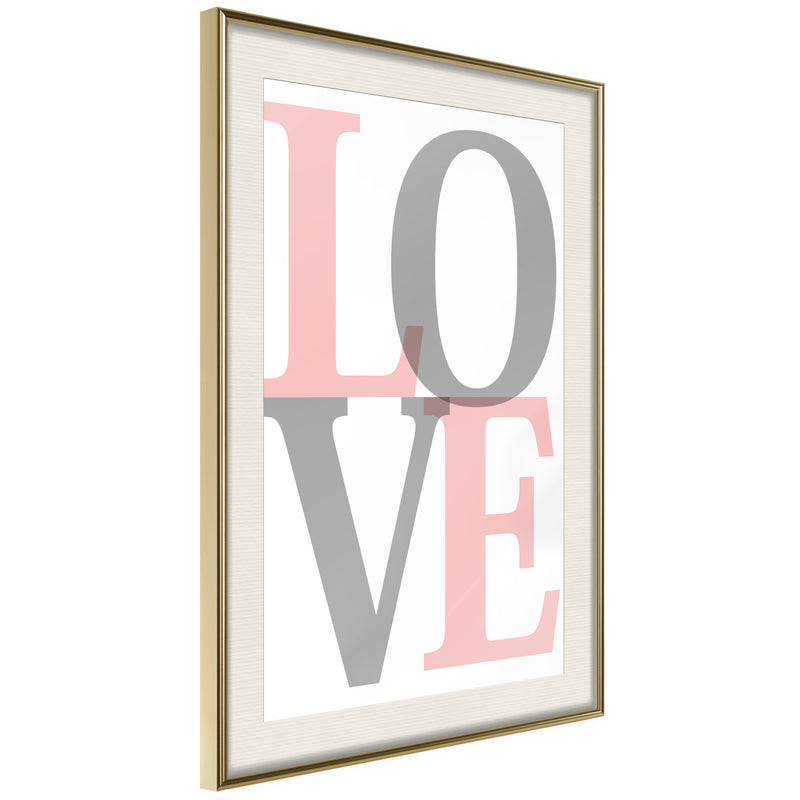 Poster - Grey-Pink Love  - goud passepartout