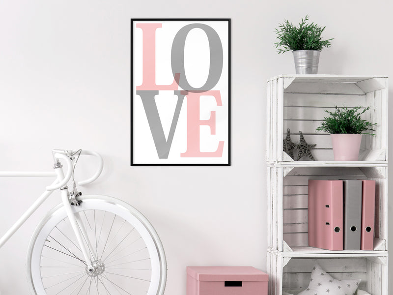 Poster - Grey-Pink Love  - zwart