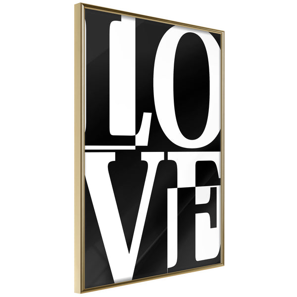 Poster - Love Chessboard  - goud