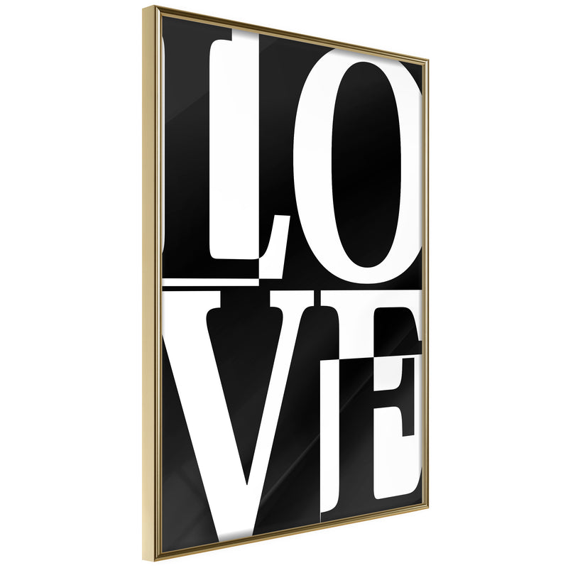 Poster - Love Chessboard  - goud
