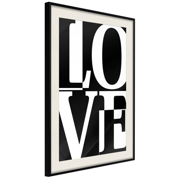 Poster - Love Chessboard  - zwart passepartout