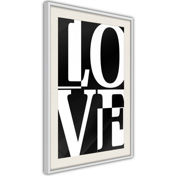 Poster - Love Chessboard  - wit passepartout