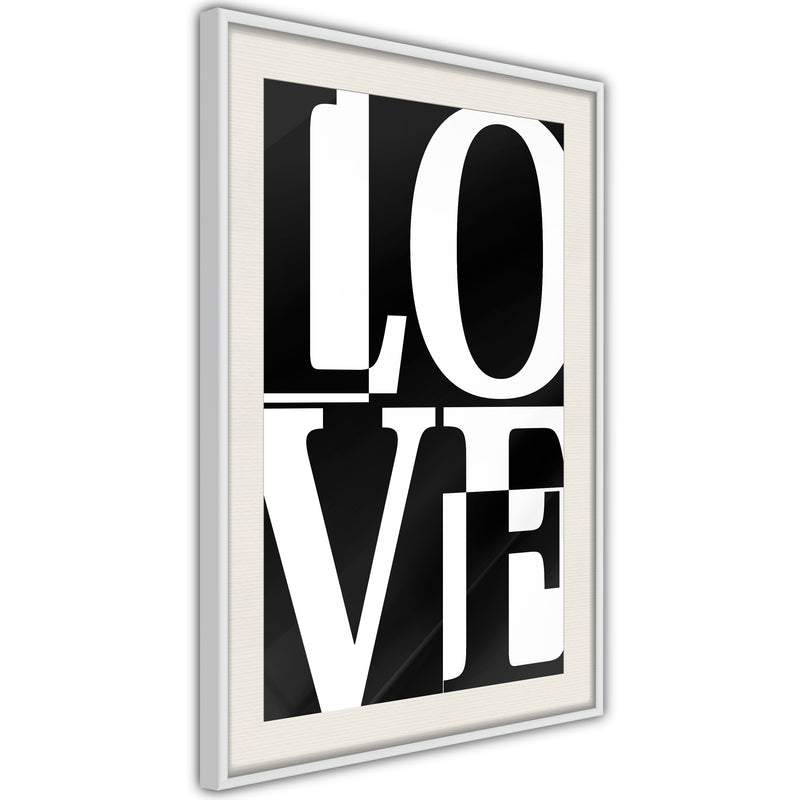 Poster - Love Chessboard  - wit passepartout
