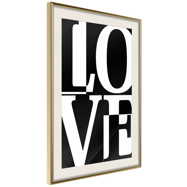 Poster - Love Chessboard  - goud passepartout