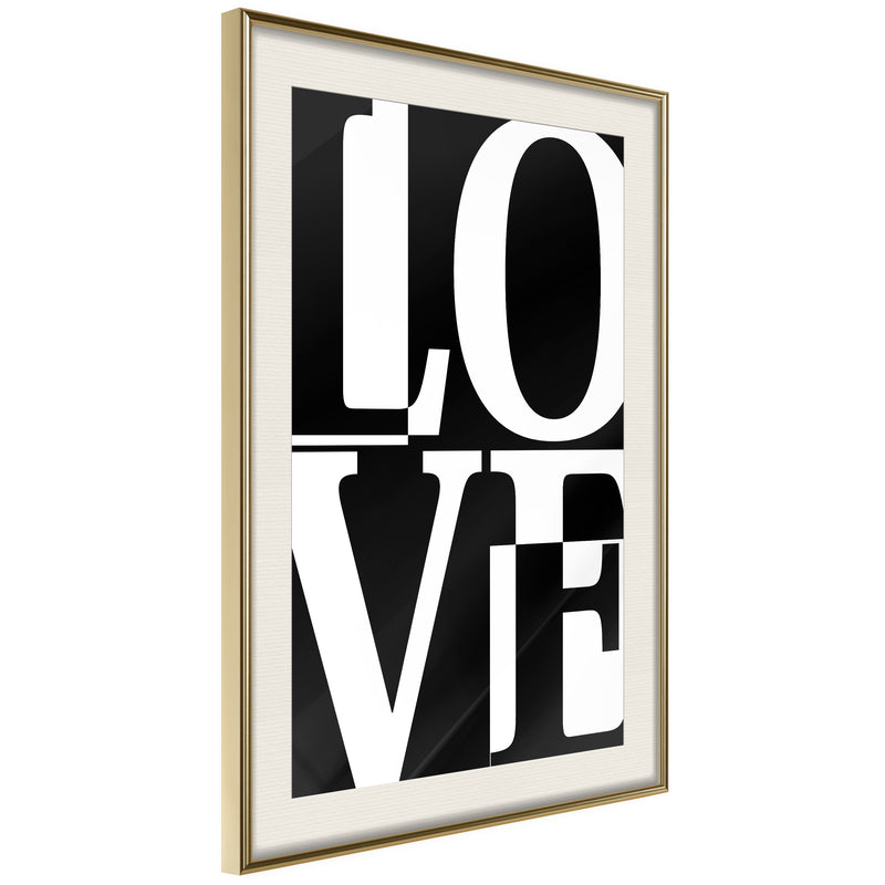Poster - Love Chessboard  - goud passepartout