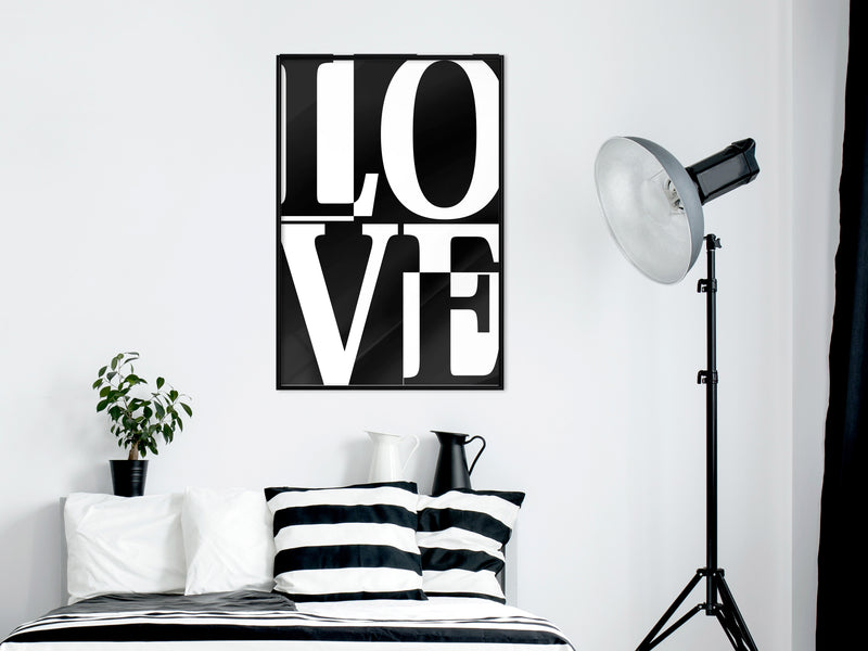 Poster - Love Chessboard  - zwart