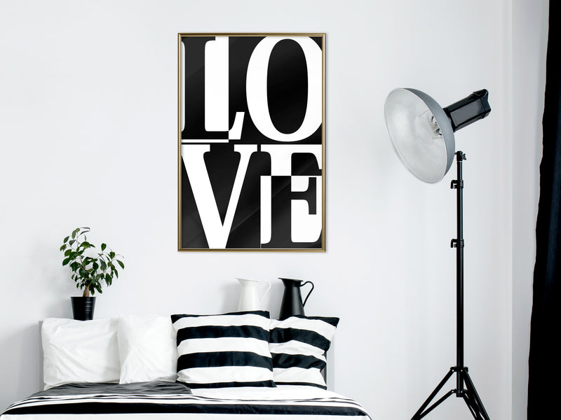 Poster - Love Chessboard  - goud