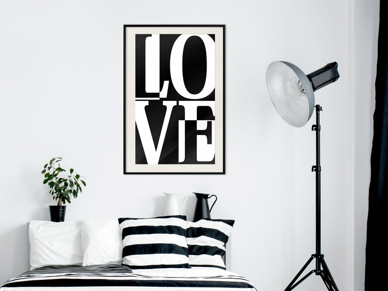 Poster - Love Chessboard  - zwart passepartout