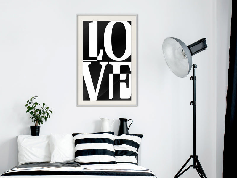 Poster - Love Chessboard  - wit passepartout