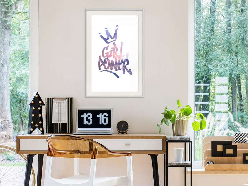 Poster - Girl Power  - wit passepartout