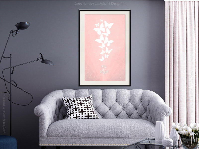 Poster - Butterfly Dream  - zwart passepartout