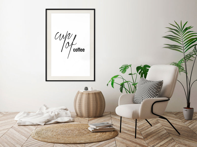 Poster - Caffeine Needed  - zwart passepartout