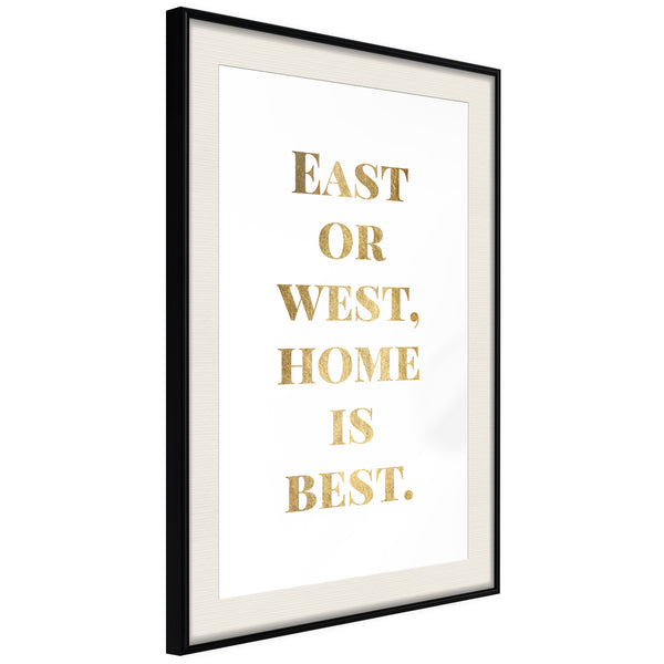 Poster - Home Is Best (Gold)  - zwart passepartout
