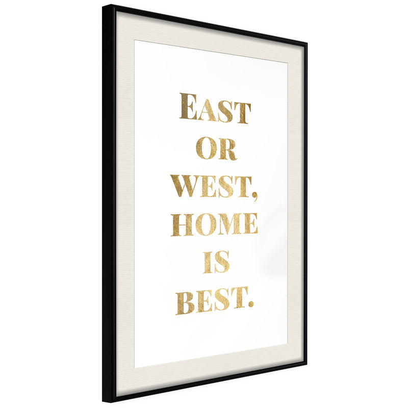 Poster - Home Is Best (Gold)  - zwart passepartout