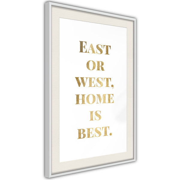 Poster - Home Is Best (Gold)  - wit passepartout
