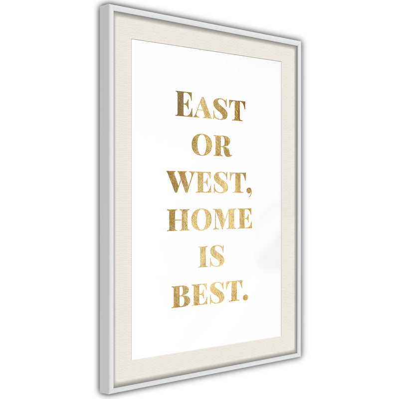 Poster - Home Is Best (Gold)  - wit passepartout