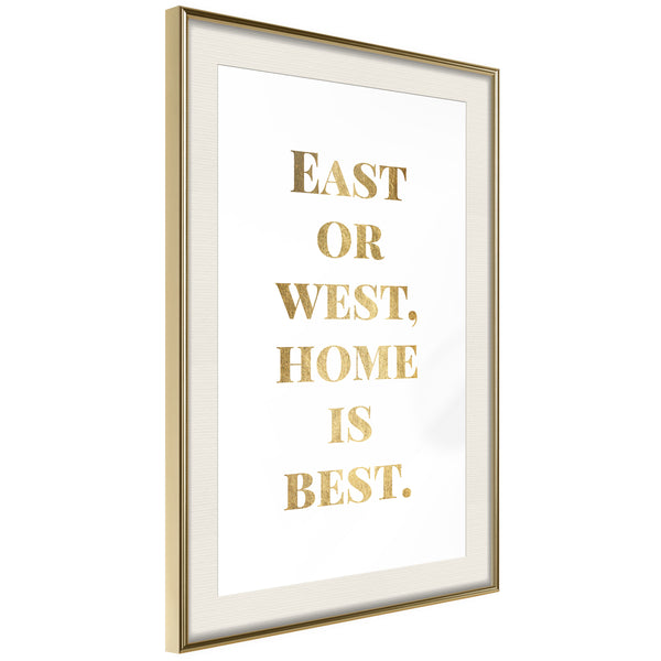 Poster - Home Is Best (Gold)  - goud passepartout