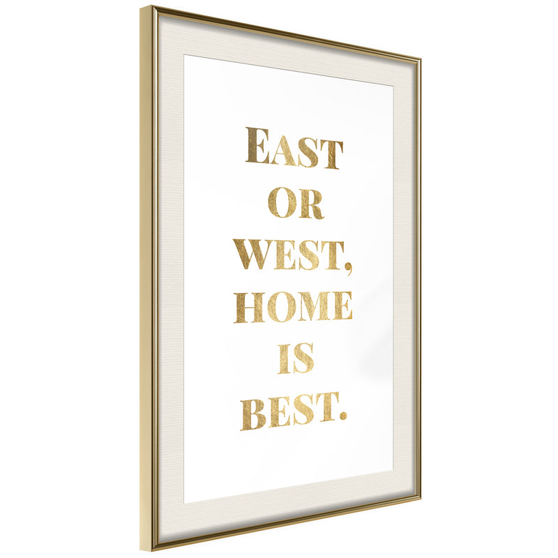 Poster - Home Is Best (Gold)  - goud passepartout
