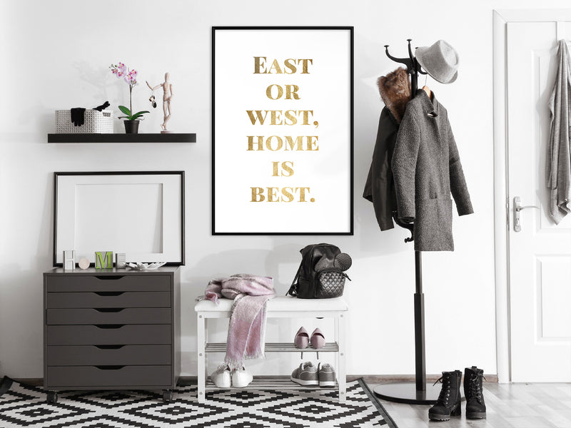 Poster - Home Is Best (Gold)  - zwart