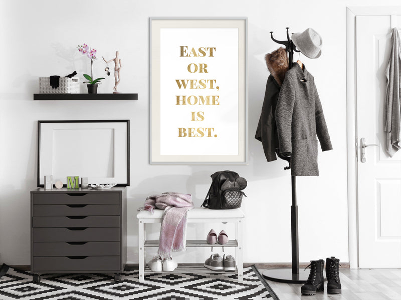 Poster - Home Is Best (Gold)  - wit passepartout