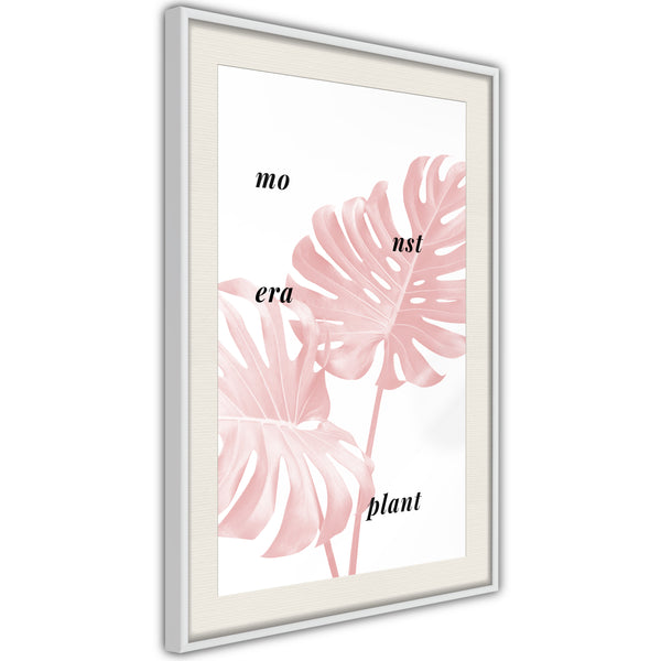 Poster - Pale Pink Monstera  - wit passepartout