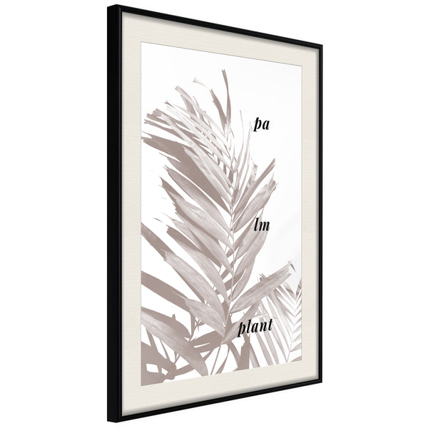 Poster - Beige Palm  - zwart passepartout