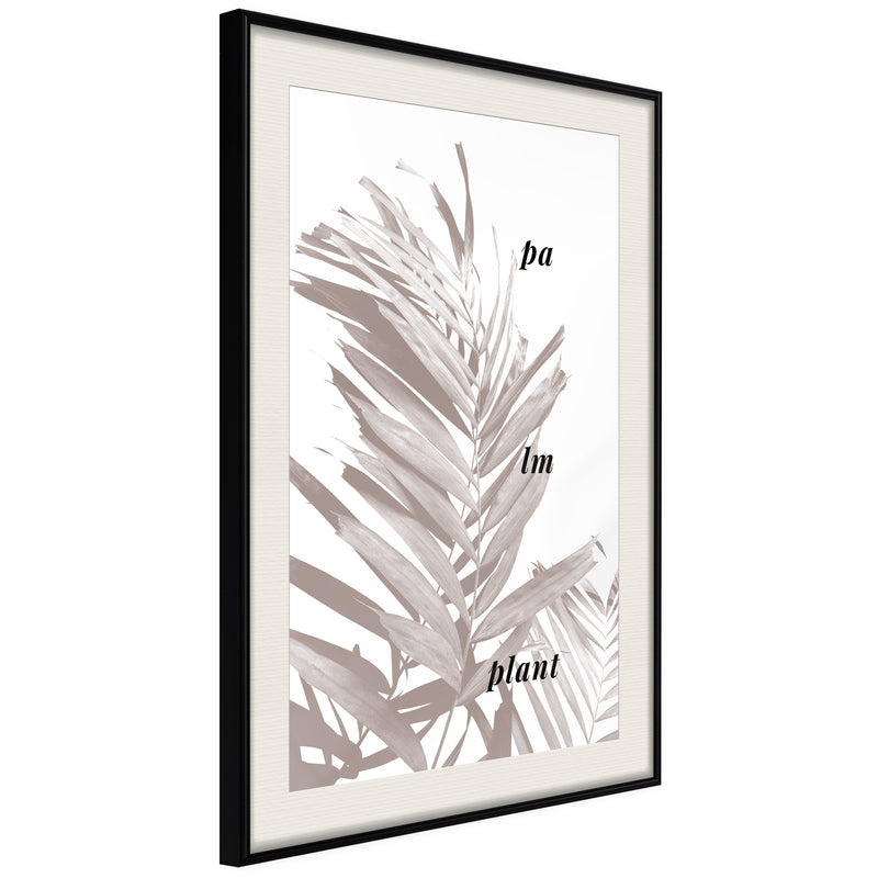 Poster - Beige Palm  - zwart passepartout
