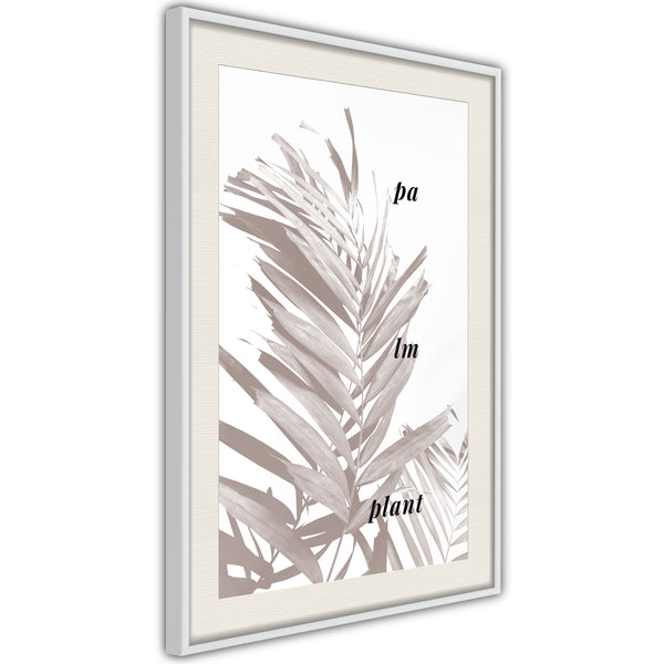 Poster - Beige Palm  - wit passepartout