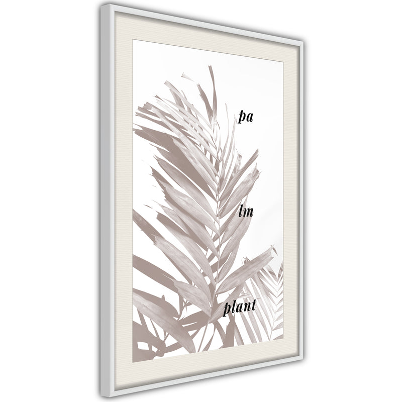 Poster - Beige Palm  - wit passepartout