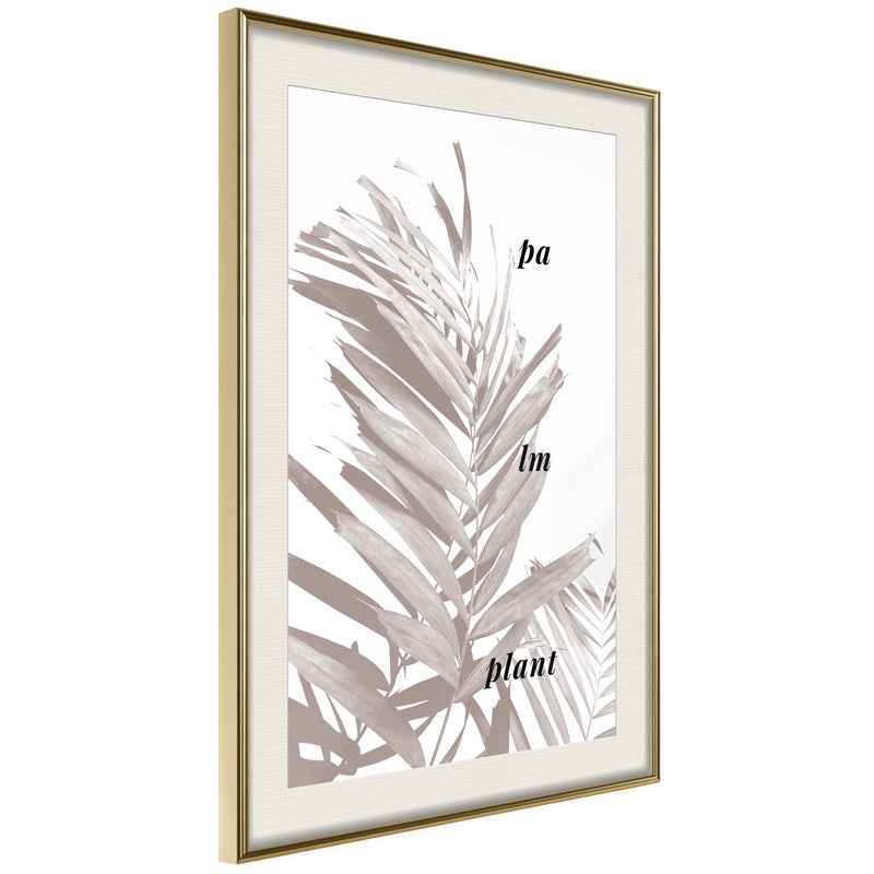 Poster - Beige Palm  - goud passepartout