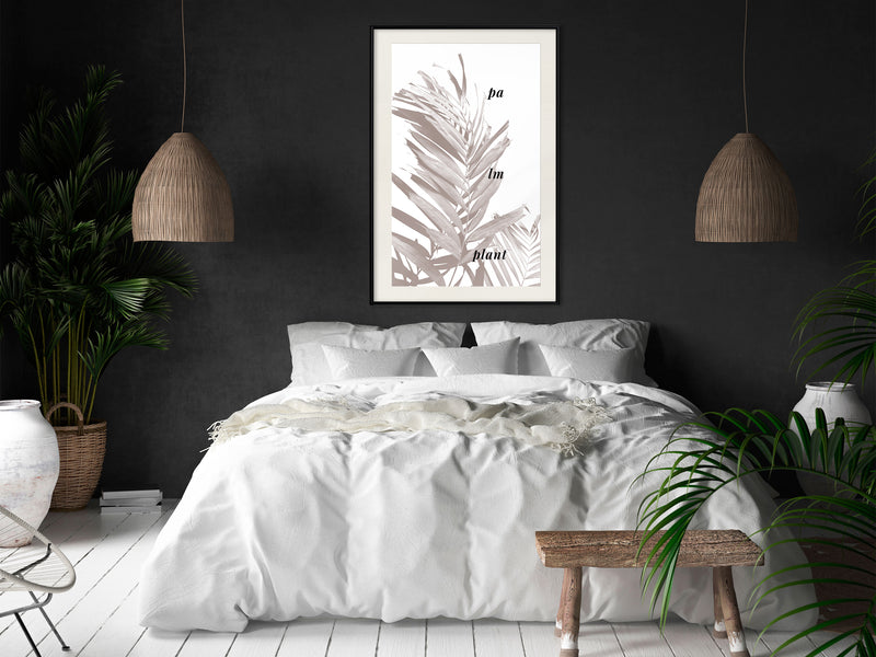 Poster - Beige Palm  - zwart passepartout