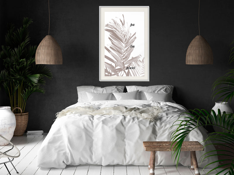 Poster - Beige Palm  - wit passepartout