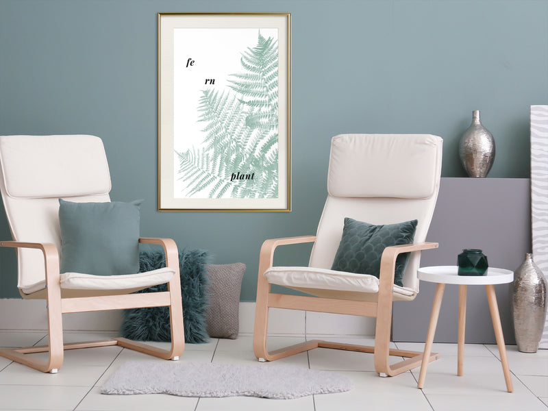 Poster - Pale Green Fern  - goud passepartout