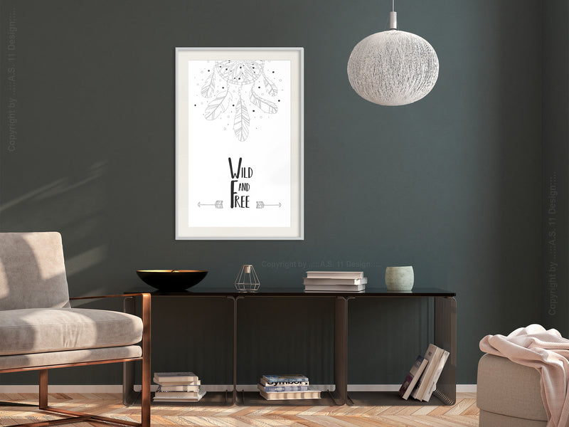 Poster - Free Spirit  - wit passepartout