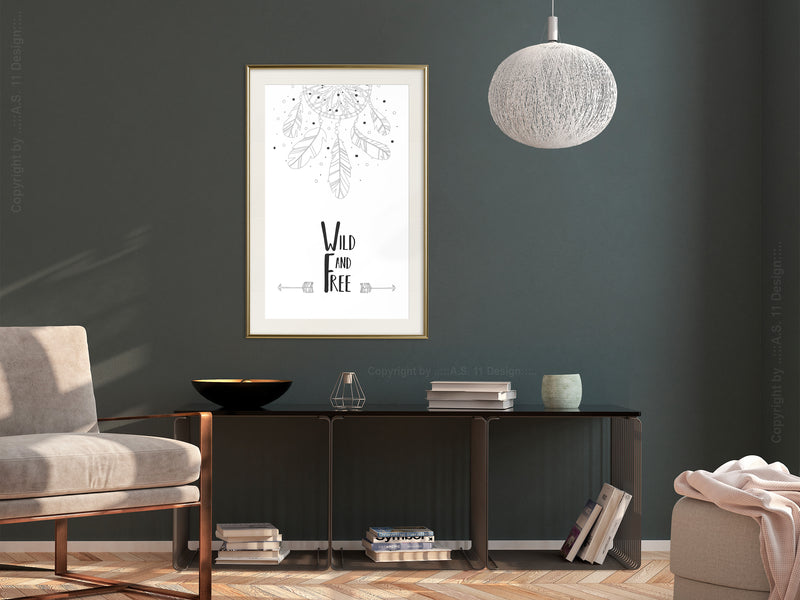 Poster - Free Spirit  - goud passepartout