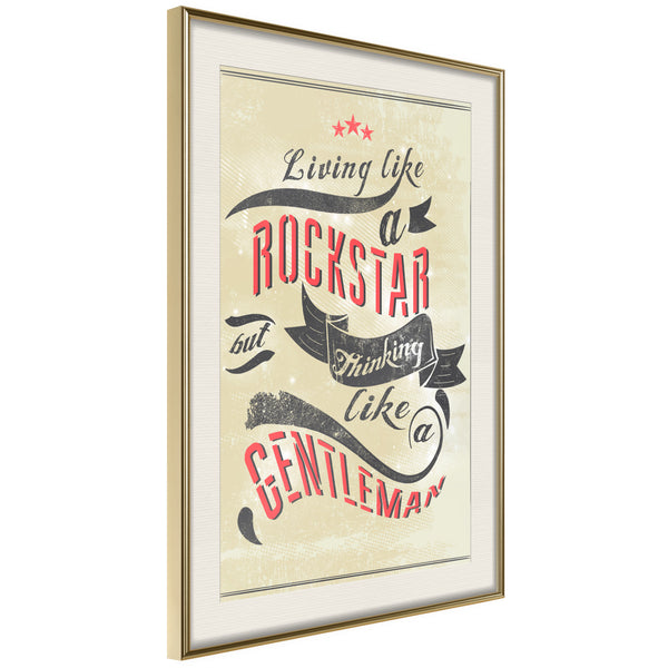 Poster - Living and Thinking  - goud passepartout