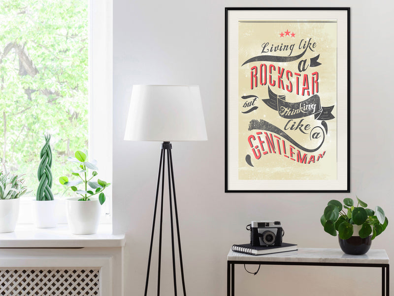 Poster - Living and Thinking  - zwart passepartout