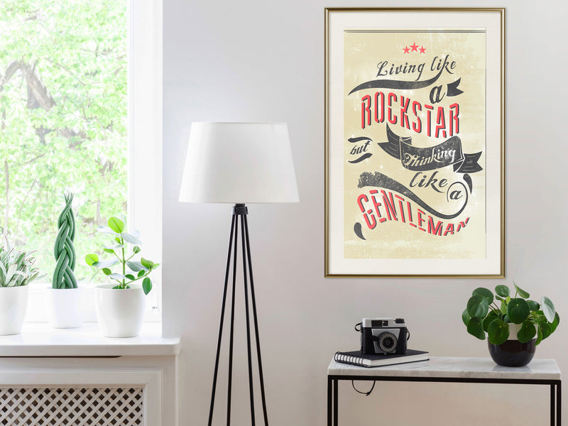 Poster - Living and Thinking  - goud passepartout