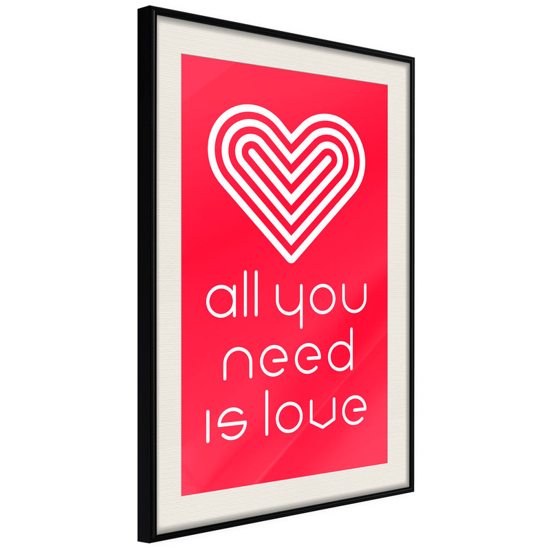 Poster - Love Everywhere  - zwart passepartout