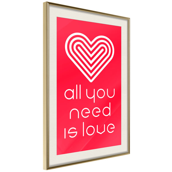 Poster - Love Everywhere  - goud passepartout