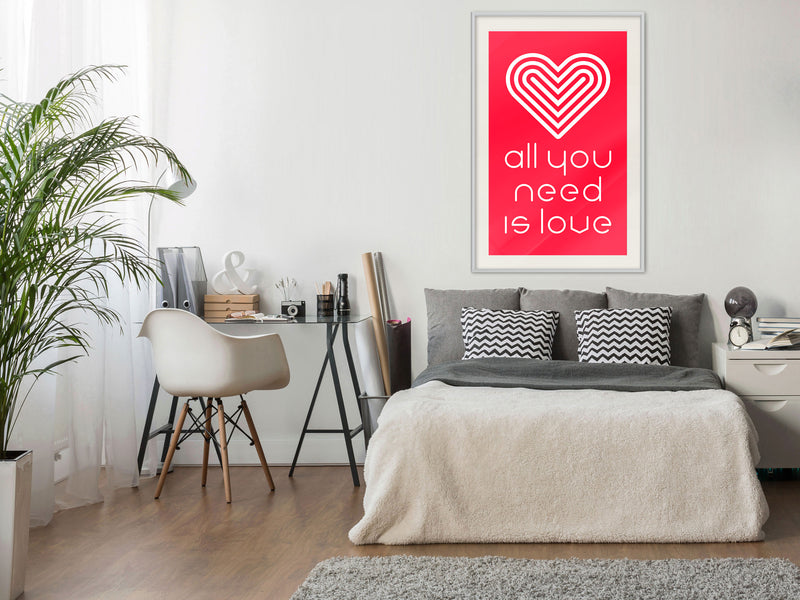 Poster - Love Everywhere  - wit passepartout