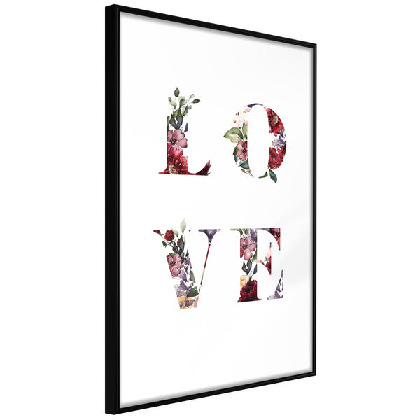 Poster - Floral Love  - zwart