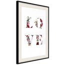 Poster - Floral Love  - zwart passepartout