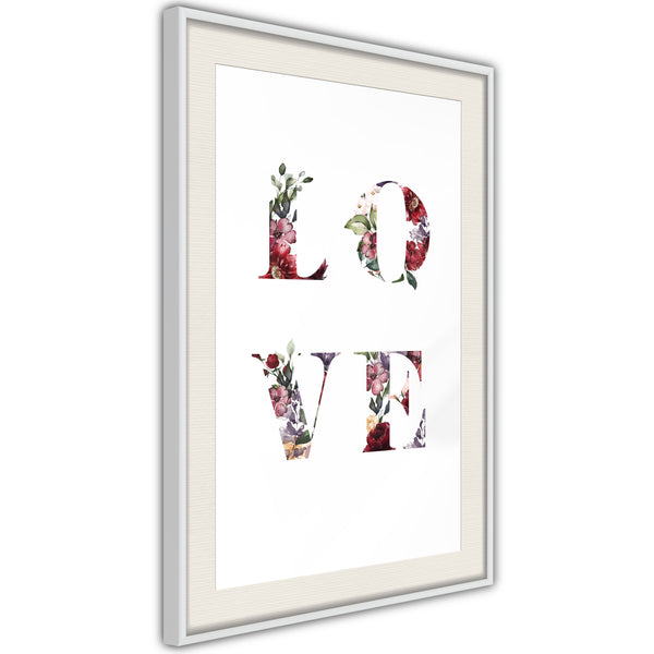 Poster - Floral Love  - wit passepartout