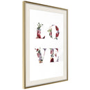 Poster - Floral Love  - goud passepartout