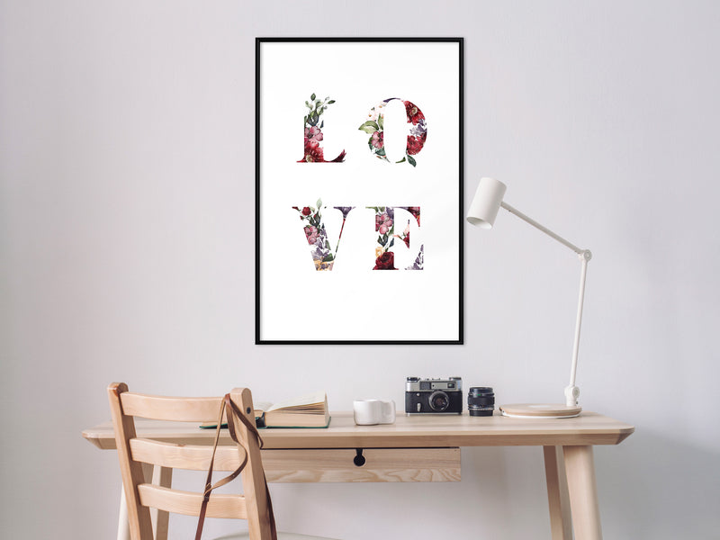 Poster - Floral Love  - zwart