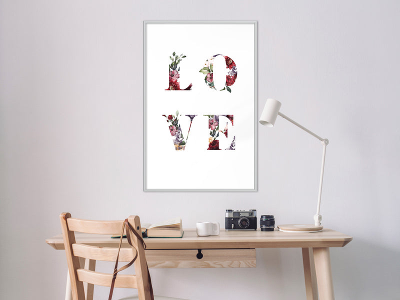 Poster - Floral Love  - wit